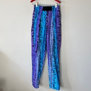 Vibrant Purple and Blue Patterned Pants